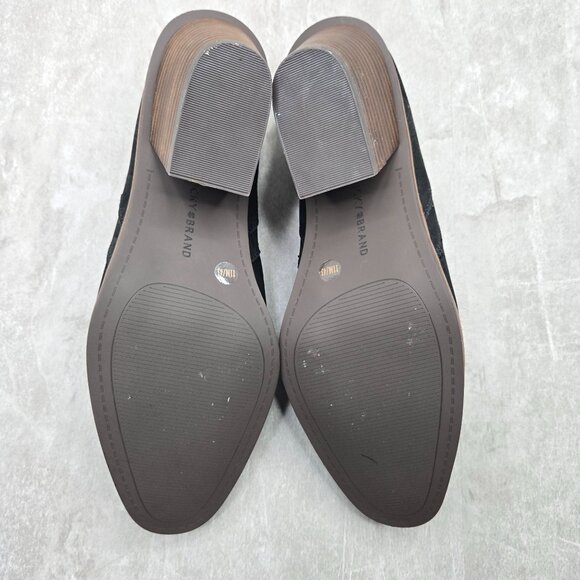 Lucky Brand Western Ankle Boot Sz 11 Black Suede Block Heel Slip On Shoe Booties - Picture 7 of 11